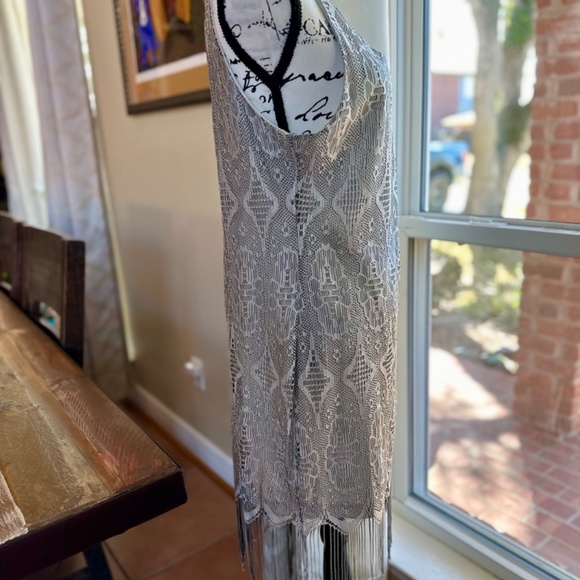Fully lined Lace & Fringe Dress - Silver - Excellent Condition!! - Picture 14 of 14